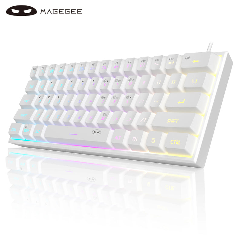Teclado gamer MageGee Mini 60%, retroiluminação RGB com sensação mecânica