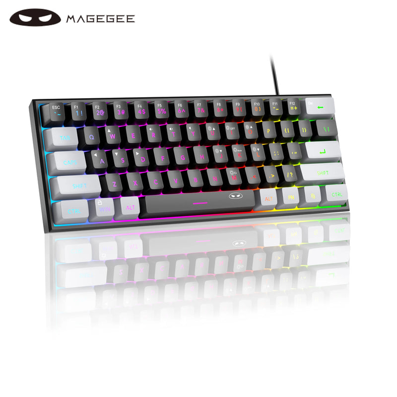 Teclado gamer MageGee Mini 60%, retroiluminação RGB com sensação mecânica